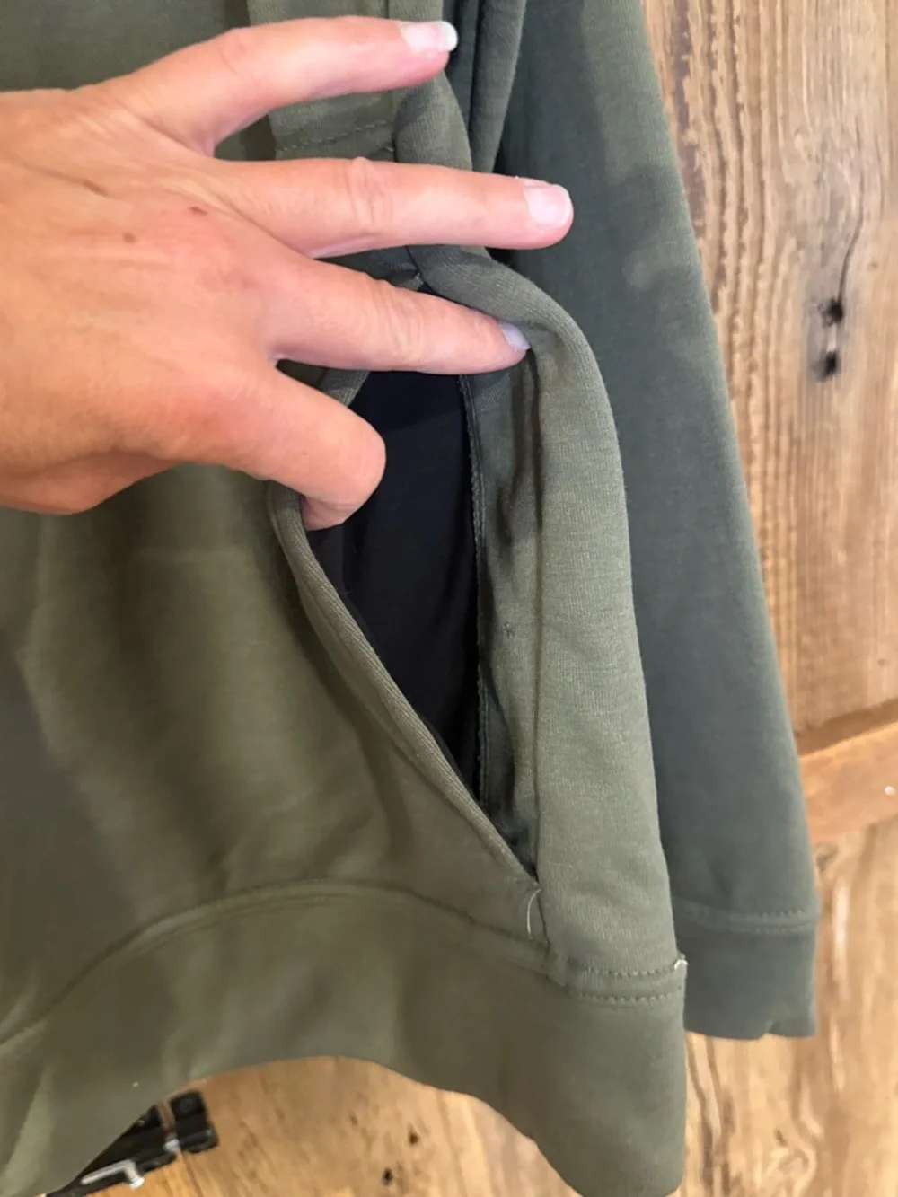 NOBULL Olive Green Men's Hooded Pullover with Black Logo - Picture 4 of 5
